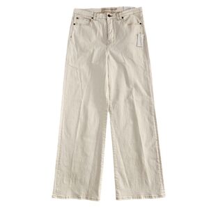 Soft Surroundings StovePipe Jeans High Rise Cream Off White Womens 12 Stretch